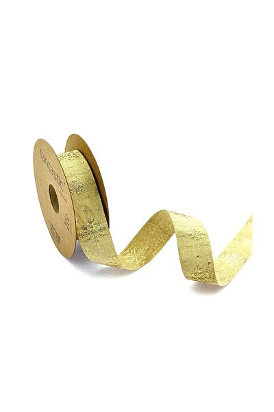 FANTASTIC KURDELE Woven Gold Glitter Snowflake Ribbon (22MM WIDTH - 10MT LENGTH)