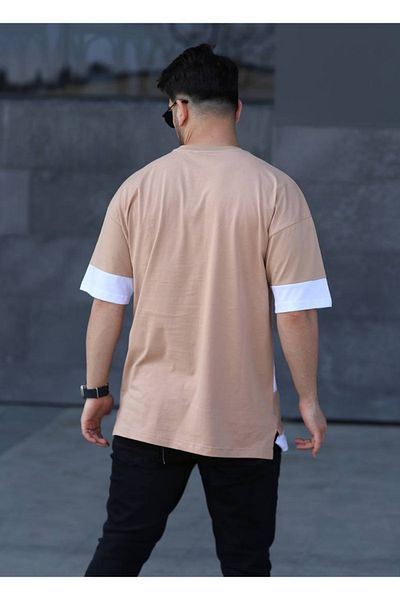 ixir Ανδρικό μπλουζάκι Oversize Οριζόντια Ριγέ Ταν Λευκό