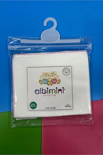 Albimini Ultra Luxury Crochet Set of 6 Baby Mouth Wipes - Organic Cotton, Edge Sewn, Large Size 30X30Cm