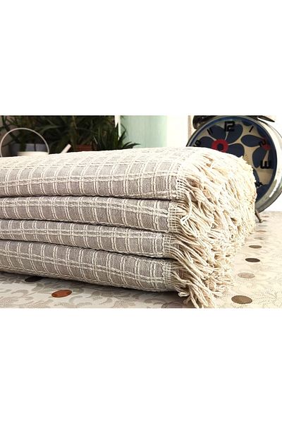 A.Z.H. Windores Multi-Purpose Natural Beige Set of 4 Decorative Sofa Covers for Sofas, Sofas and Sofa Beds