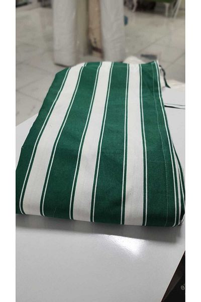 SHY TEKSTİL LUXURY BALCONY CURTAIN CANVAS STRIPED GREEN WHITE CUSTOM SEWING