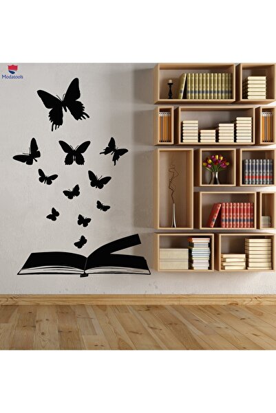 Modatools Çocuk Odası Duvar Sticker Açık Büyülü Kelebek Kitap Kütüphane Masal...