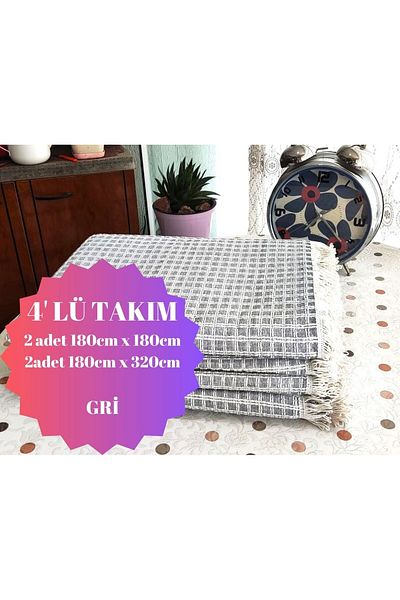 A.Z.H. Windores Multi-Purpose Natural Gray 4-Piece Set Decorative Sofa Cover for Sofa, Sofa and Sofa Bed