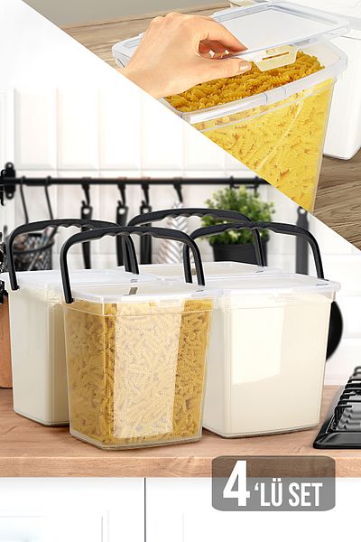 Meleni Home 4-Piece Flour and Legumes Container 6 Lt Storage Container