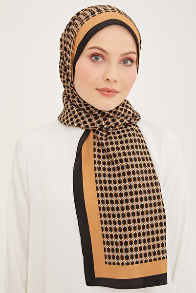 Armine Honeycomb Modal Shawl Camel Black