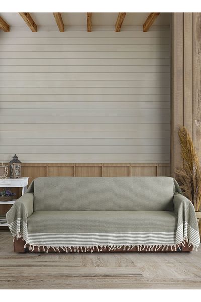 Lux Touch 2 Pieces Oversize Khaki Sofa Sofa Duvan Sofa Bed Cover - 180x300 Cm
