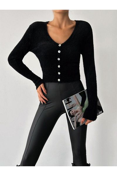 Laluvia Schwarzer weicher Cardigan