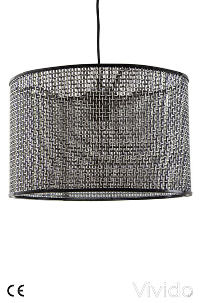 Vivido Abajur Wicker Siyah-Beyaz Hasır Sarkıt Avize 38cm