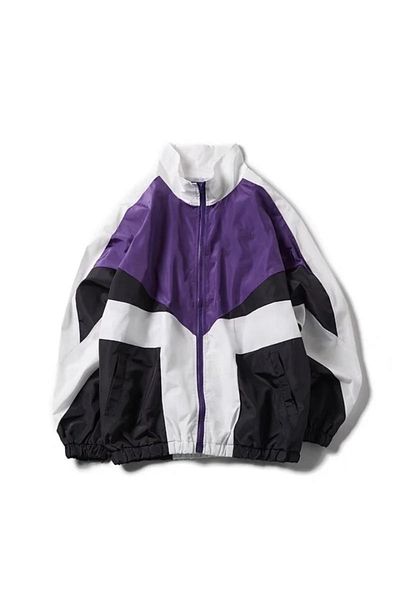 Gofeel Baggy Parachute Purple Colored Chest Detailed College Jacket