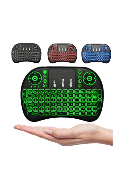 Genel Markalar QASUL Işıklı Kablosuz Mini Klavye Tv Televizyon Ps3 Dokunmatik...