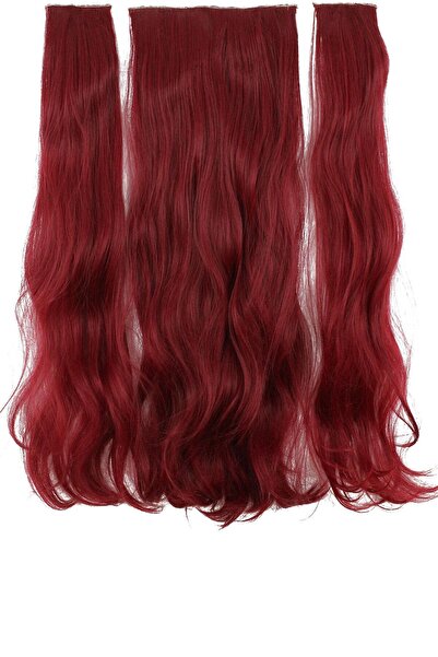 Eva Peruk 250 gr 70 Cm Dalgalı Fiber Yarımay Set Açık Kızıl