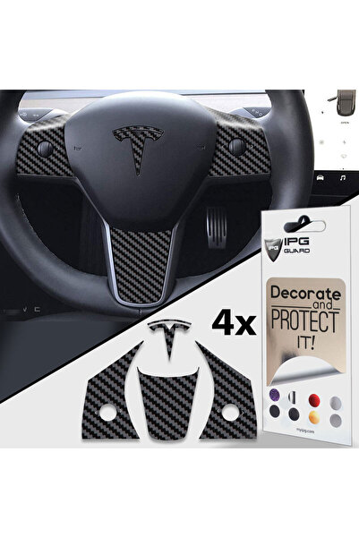 Ipg Tesla Model 3-Y Direksiyon Logo ve Yanları için Özel Kesim Sticker Seti (...
