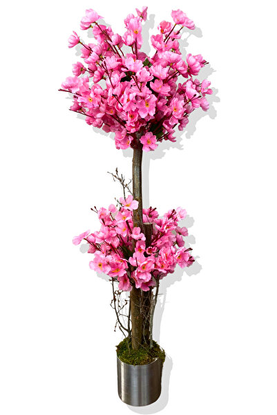 Cihan Çiçekçilik Pembe Bahar dalı 100 cm 12x12 Metal Saksı