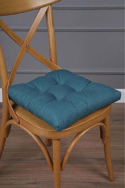ALTINPAMUK Emerald Green Gold Pofidik Chair - Special Stitching and Laces 40X40Cm
