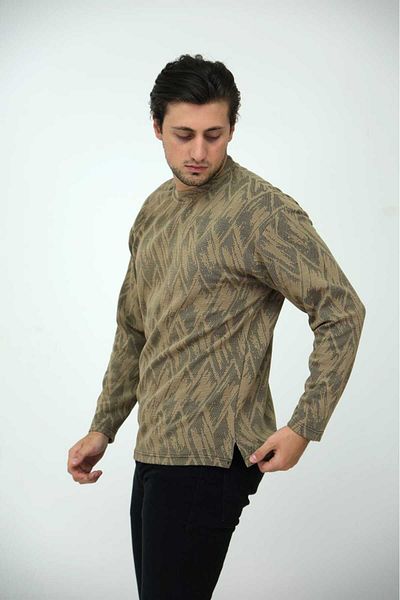 FREZZBİ Jacquard Long Sleeve Crew Neck T-shirt Sweatshirt