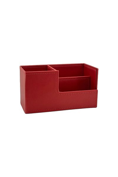 inn design Beyoğlu Series Leather Organizer Pen Holder Red 11x20x9.5 cm