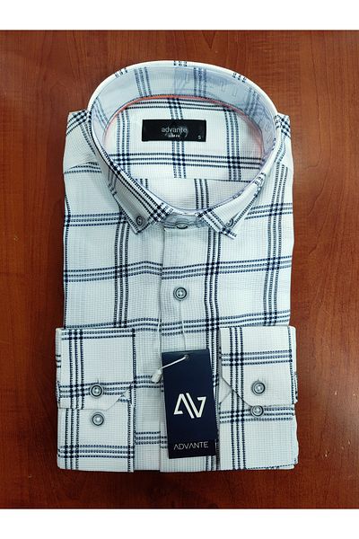 ADVANTE Cămașă pentru bărbați, cu mânecă lungă, cu guler în carouri, SLIM FIT
