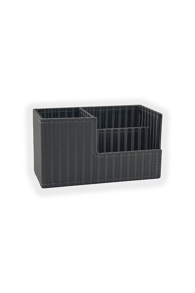 inn design Beyoğlu Series Leather Organizer Pen Holder Cosmos Gray 11x20x9.5 cm