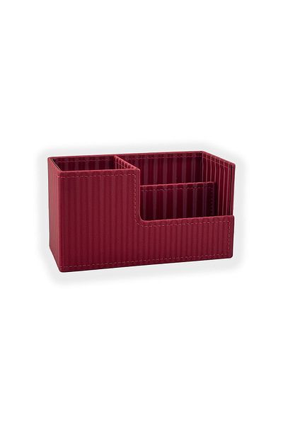inn design حامل قلم منظم جلدي من سلسلة Beyoğlu باللون الأحمر الكوني 11x20x9.5 سم