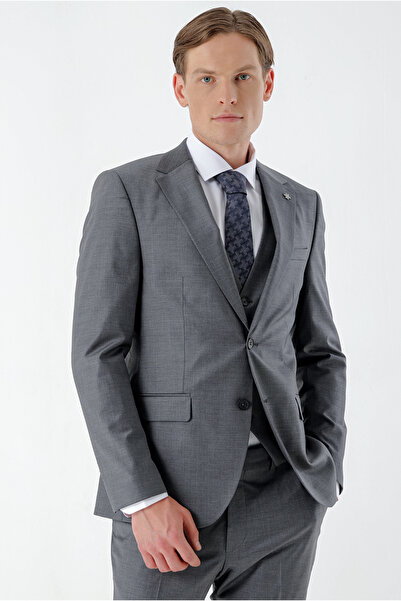 Morven Men's Gray Broadway Slim Fit Vest Suit