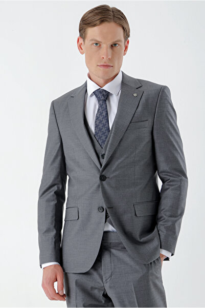 Morven Men's Gray Broadway Slim Fit Vest Suit