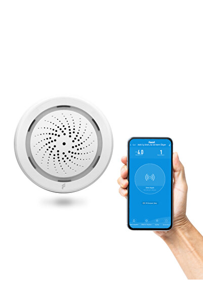 Fonri Akıllı Iç Ortam Siren / Isı Nem Ölçer, Wifi, Google Asistan Ve Tuya Destekli, Uzaktan Kontrol