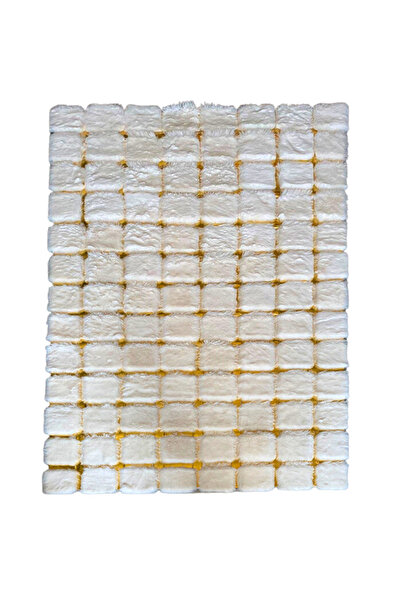 Dericibey Gold Varaklı Beyaz Renk Peluş Halı PLH00025