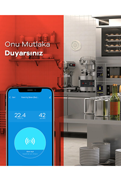 Fonri Akıllı Iç Ortam Siren / Isı Nem Ölçer, Wifi, Google Asistan Ve Tuya Destekli, Uzaktan Kontrol