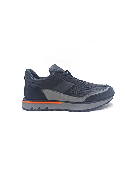 MARCOMEN SİYAH GRİ DERİ ERKEK SNEAKER AYAKKABI