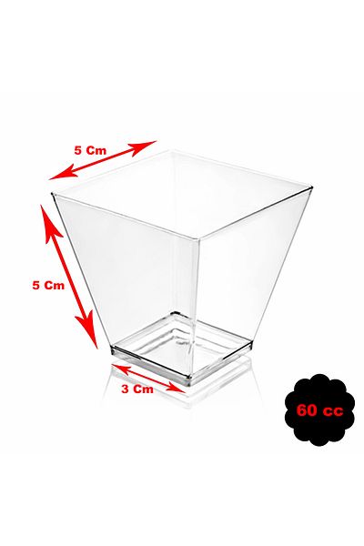 ecenplast Transparent Crystal Mica Extra Hard Plastic Prism Cubic Bowl 60 Cc 25 Pieces