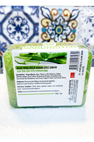 Sabunistan Aloe Vera Özlü Kabak Lifli Sabun 120 gr. 1 Adet