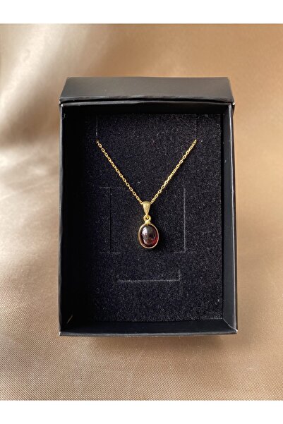 Venüs Doğal Taş Lal Taşı (GARNET) Minimal Gold Kolye