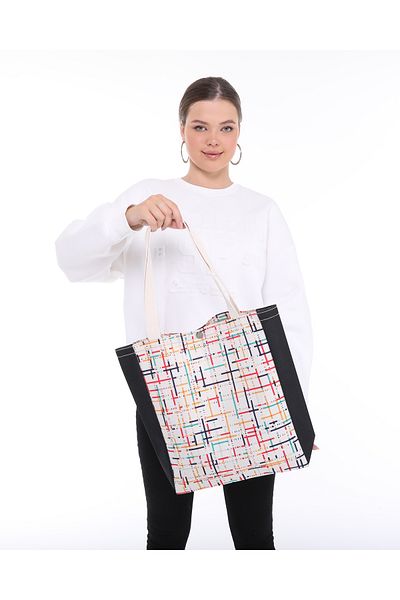 pamukcanta Gusseted Canvas Cloth Bag Line Themed