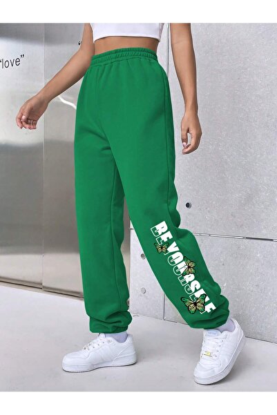 Adrift Trening cu imprimeu litere, talie elastică, pentru 4 sezoane