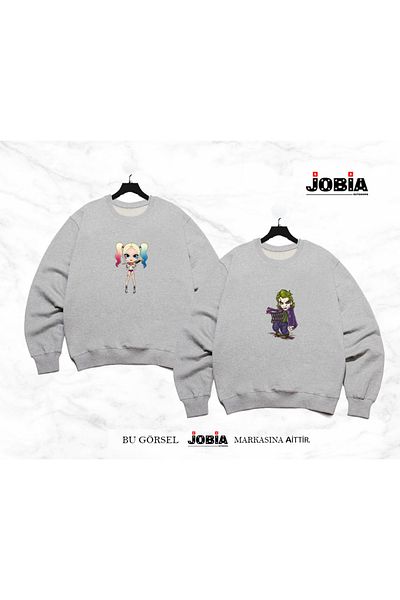 Jobia Outdoors Γυναικείες άντρες Harley Quinn And Joker Printed Lover Combination Crew Neck 3 Thread Raster Σετ 2 λίτρων