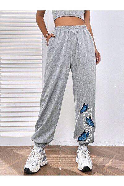 Adrift Αθλητική φόρμα με στάμπα γράμματα και πεταλούδες, με λοξές τσέπες, για...