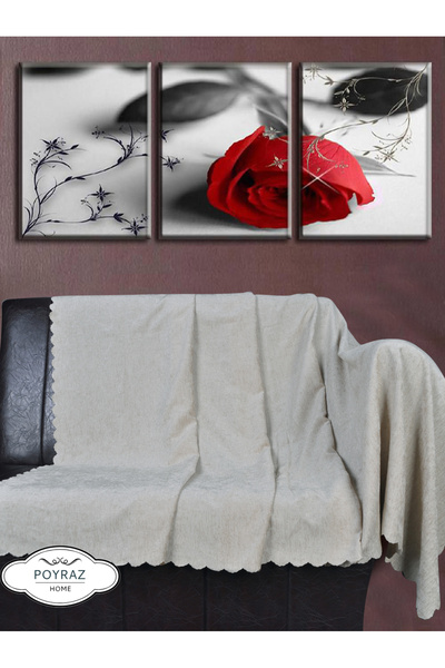 POYRAZ Parlak Şönil Taş Çift Taraflı Koltuk Çekyat Örtüsü Şalı