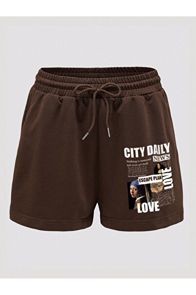 Adrift Σύνθημα Graphic Drawstring Waist Shorts