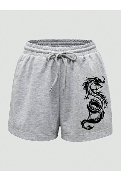 Adrift Pantaloni scurți Dragon Graphic Drawstring Waist