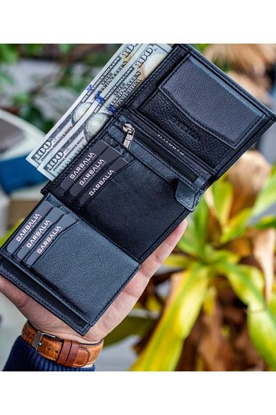 Garbalia Genuine Leather Black Men's Coin Holder COIN PORTFOLIO JACKSON DORTMUND