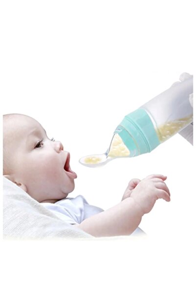 safestore Baby Food Bottle with Spoon, Squeeze Spoon Bottle Newborn Supplementary Food Spoon Bottle Without Bpa (BLUE)
