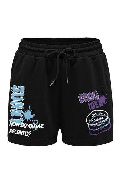 Adrift Letter Graphic Drawstring Waist Shorts