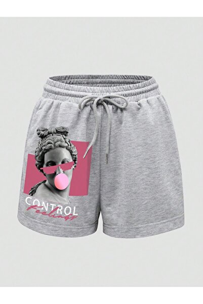 Adrift Figure Graphic Drawstring Waist Shorts