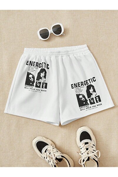 Adrift Figure & Slogan Graphic Shorts