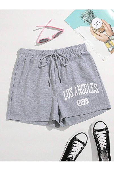 Adrift Letter Graphic Drawstring Waist Track σορτς