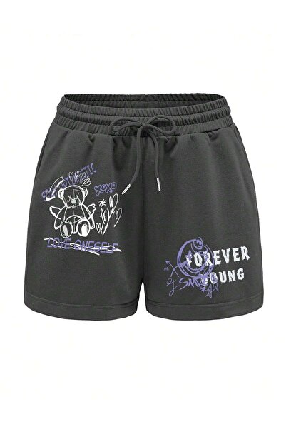 Adrift Coolane Cartoon & Letter Graphic Drawstring Waist Shorts