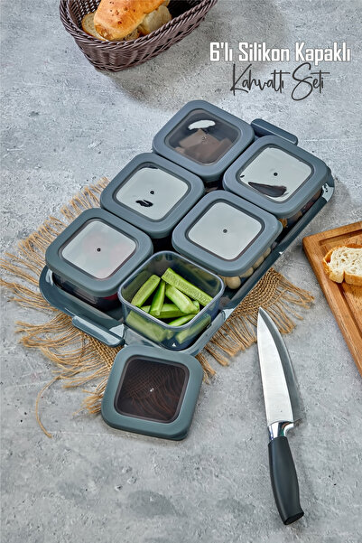 Stile Cucina طقم فطور اقتصادي مفرغ من الهواء مكون من 6 قطع مع صينية مغطاة بال...
