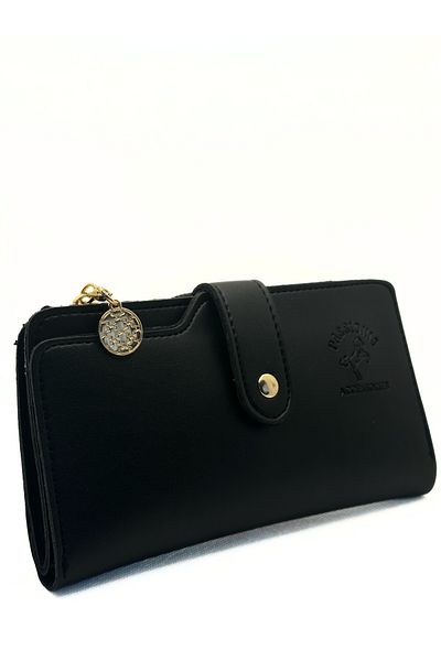 sinbEsg Black Zippered Special Design Women's Wallet with 3 Compartments Card Holder