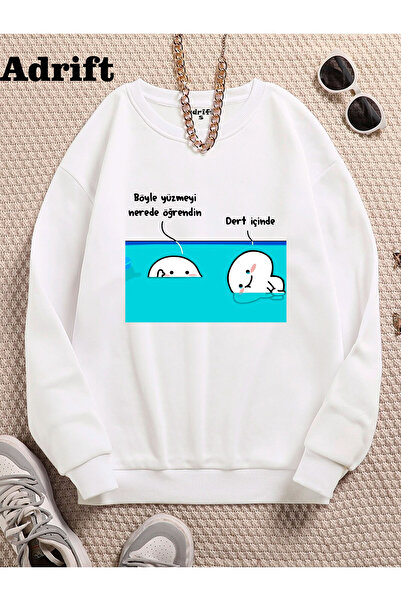 Adrift Karı Kıza Köstebek Sokak Trend Design Harajuku/Gotic Alb