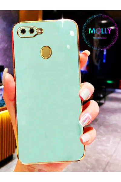 Molly Technology Huawei P Smart 2018 İçin Su Yeşili Kenarları Gold Detaylı Lü...
